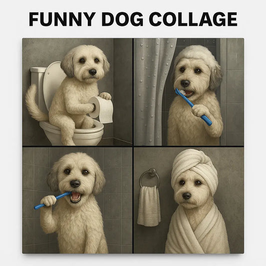 Custom Dog Bathroom Wall Art – 14x11 Funny Metal Photo Print - Funny Dog Bathroom Wall Art
