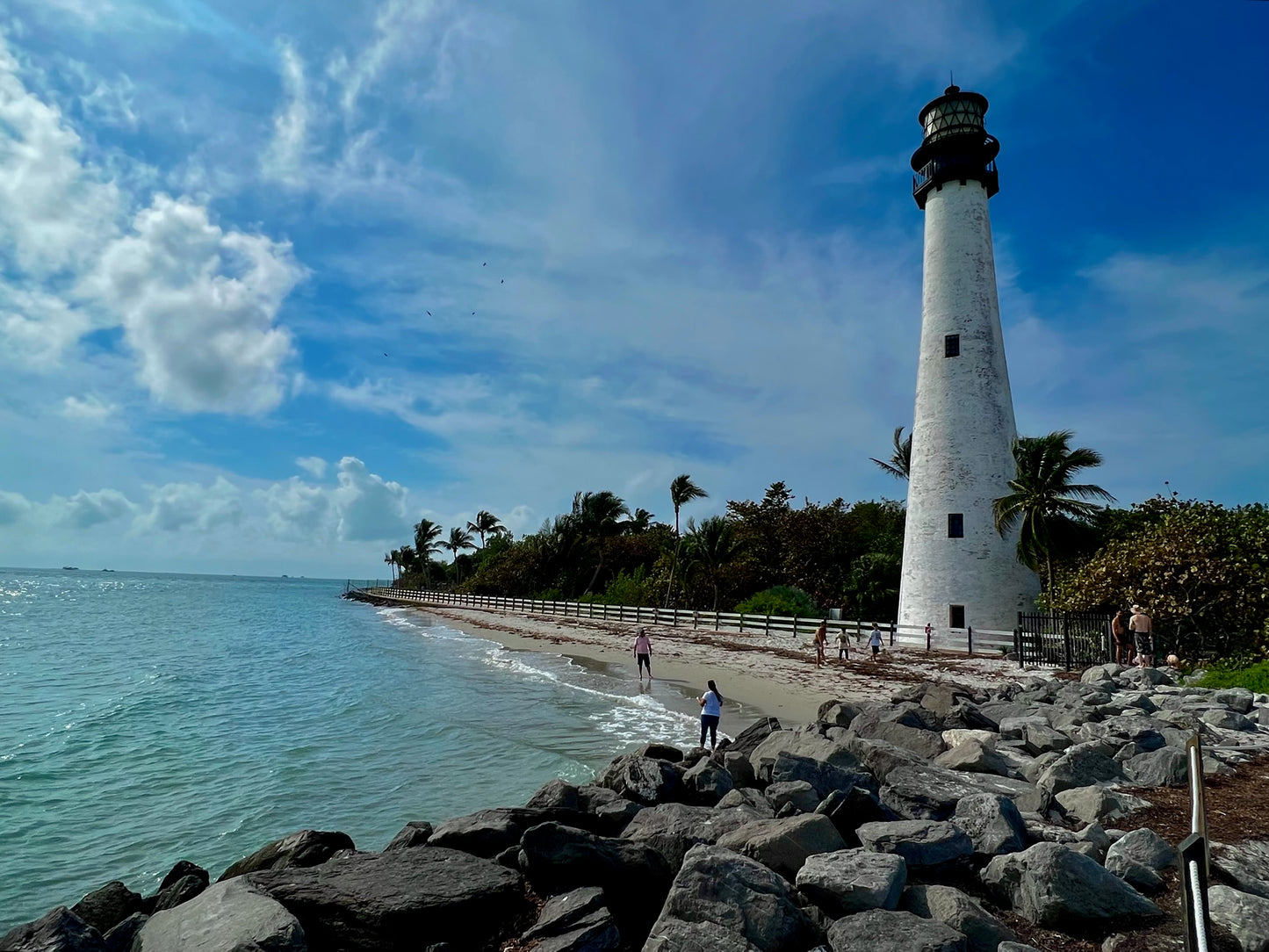 Cape Florida Lighthouse Wall Art – Glossy Metal Photo Print | Key Biscayne Miami Florida Coastal Décor