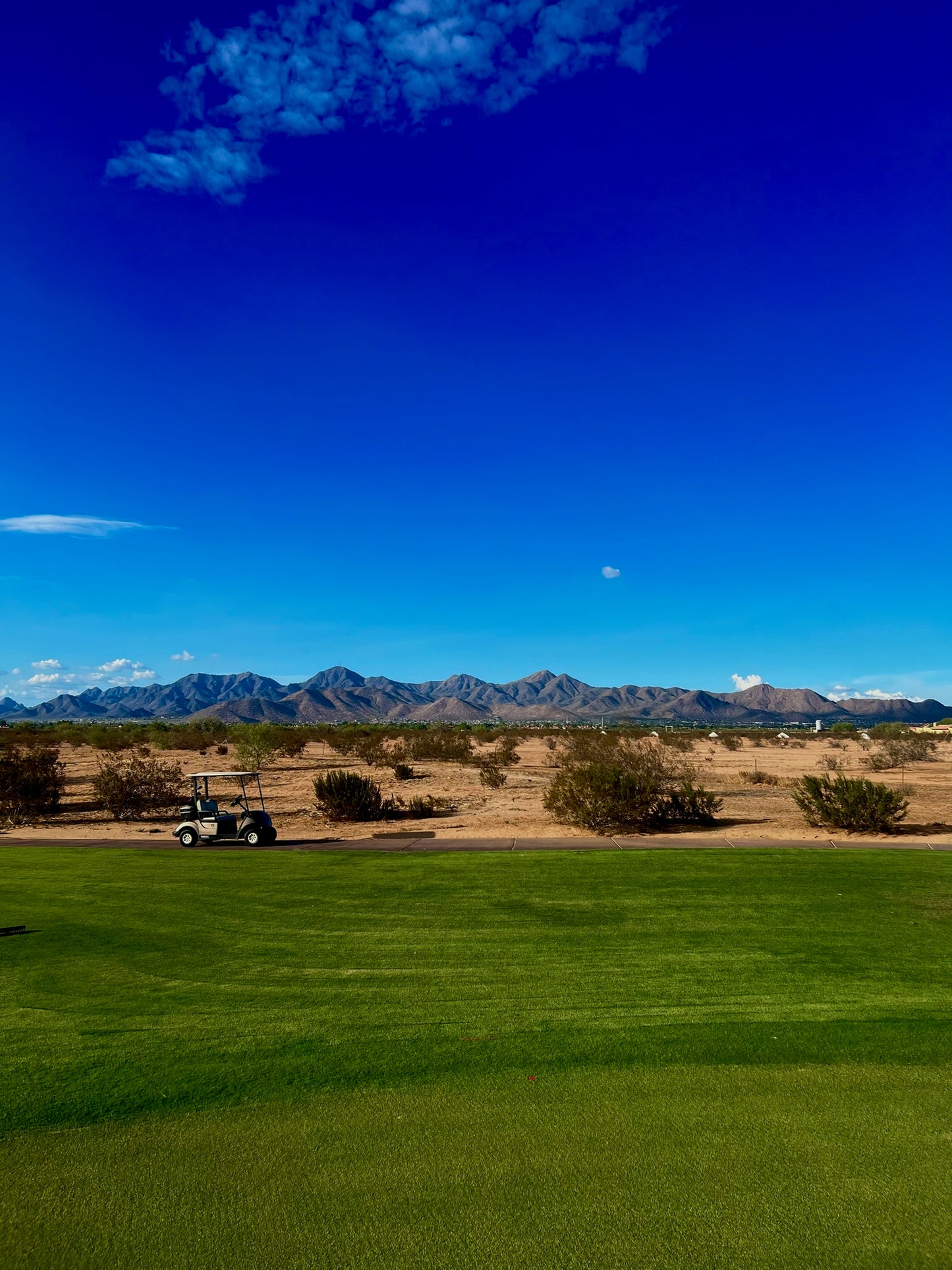 Desert Golf Course Wall Art – Glossy Metal Photo Print | Arizona Southwest Mountain Fairway Décor