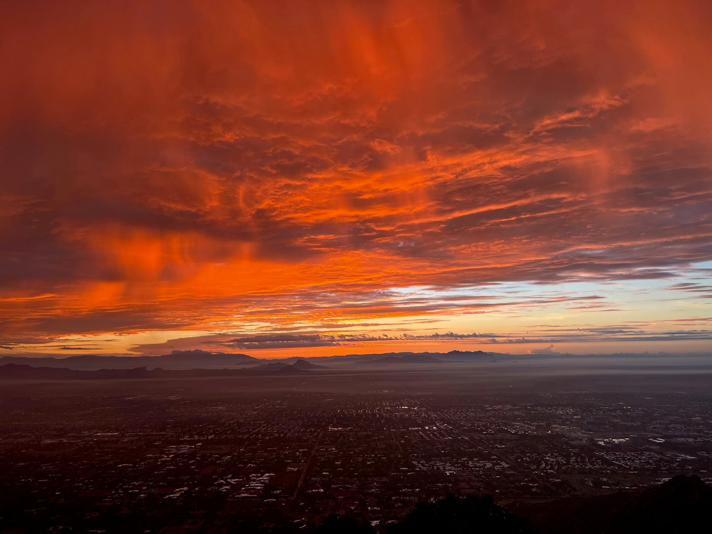 Arizona Monsoon Sunset Wall Art – Glossy Metal Photo Print | Tucson Desert Sky Fire Décor