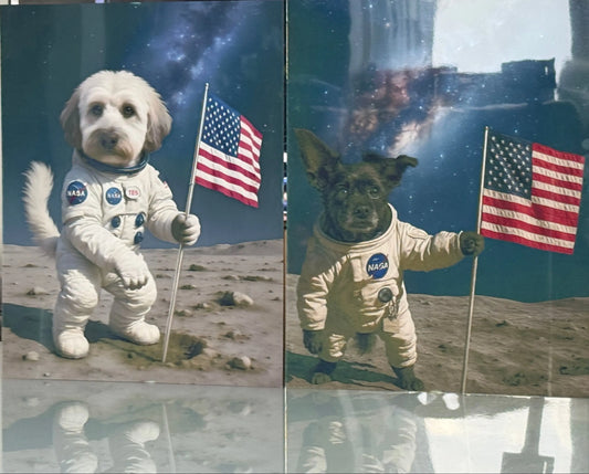 Custom Dog on the Moon Print – 14x11 Metal Pet Wall Art 🚀
