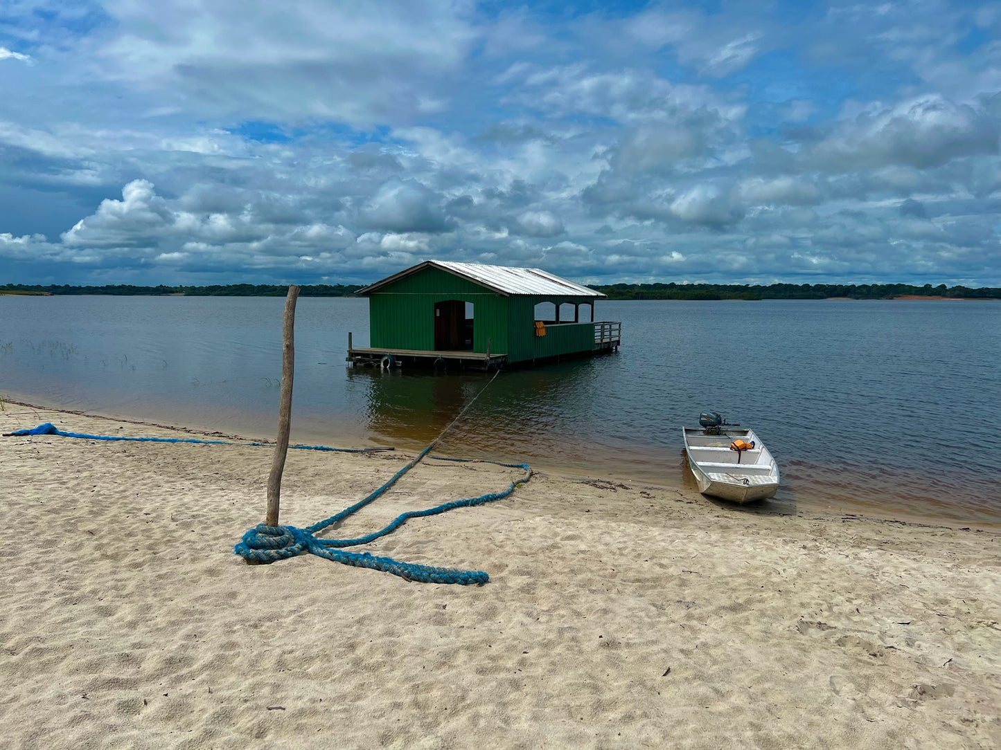 Amazon River Floating House Wall Art – Glossy Metal Photo Print | Brazil Rainforest River Houseboat Décor