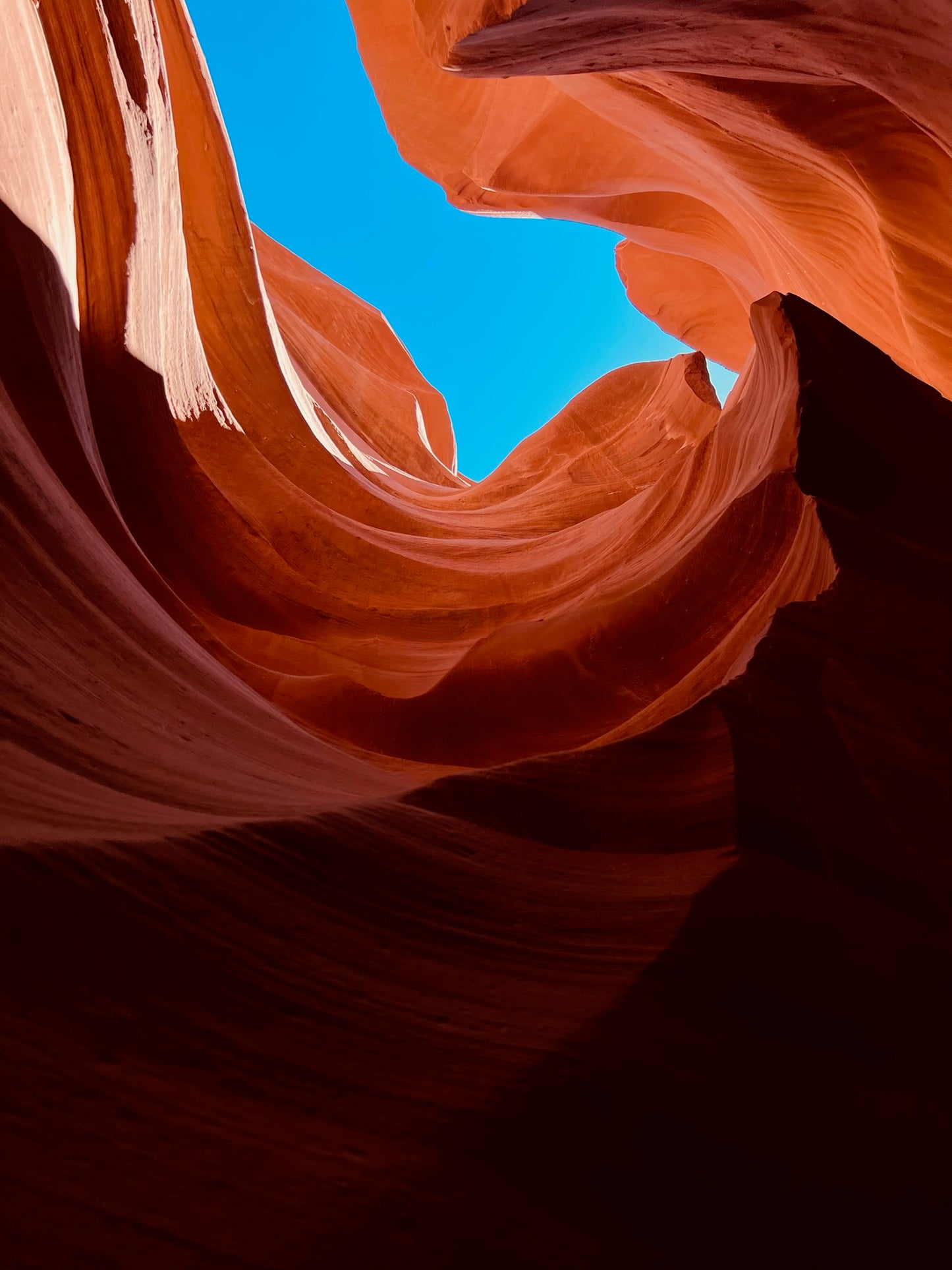 Antelope Canyon Sky Vortex Wall Art – Glossy Metal Photo Print | Arizona Slot Canyon Swirl Décor