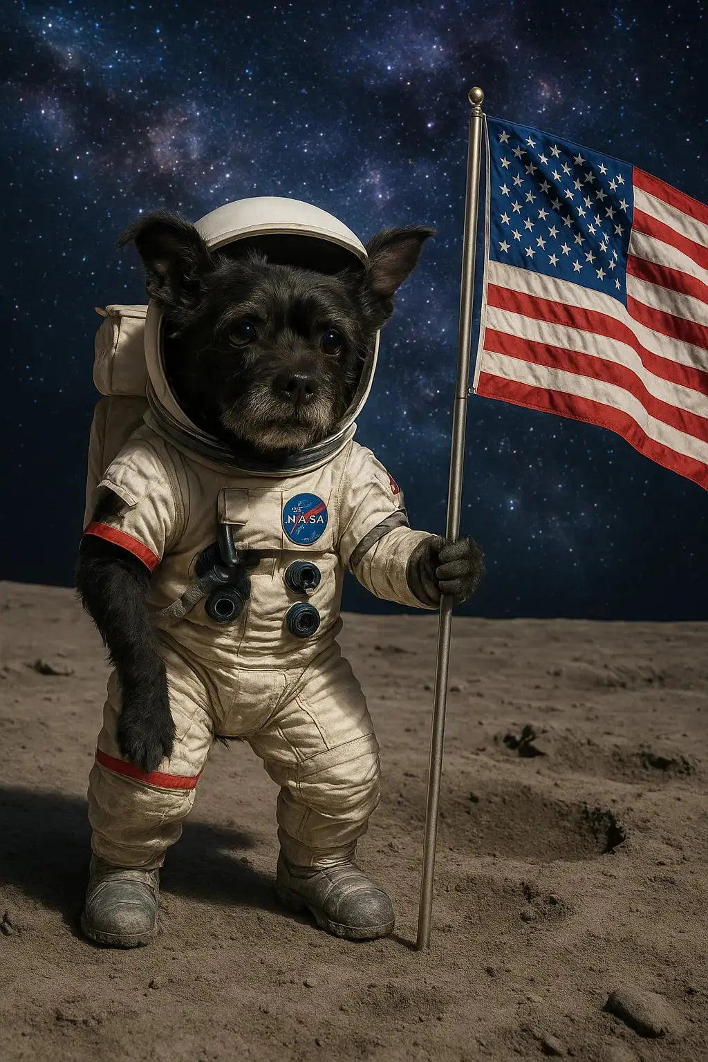 Custom Dog on the Moon Print – 14x11 Metal Pet Wall Art 🚀