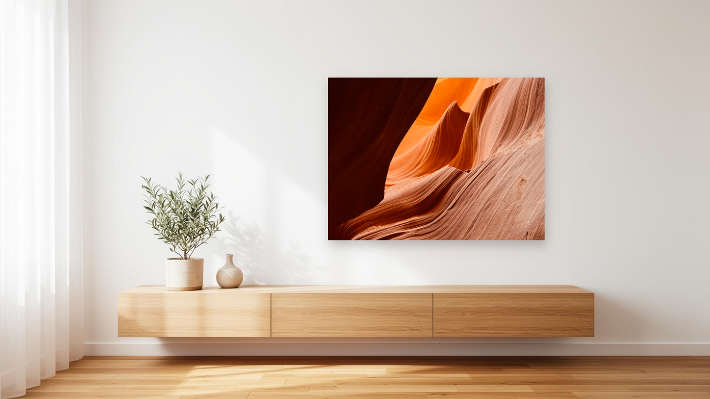 Antelope Canyon Sandstone Waves Wall Art –  Glossy Metal Photo Print | Arizona Slot Canyon Abstract Décor
