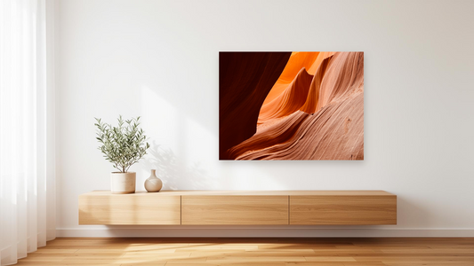 Antelope Canyon Sandstone Waves Wall Art –  Glossy Metal Photo Print | Arizona Slot Canyon Abstract Décor