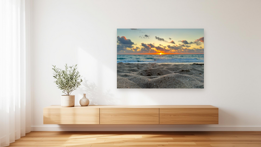 Florida Beach Sunrise Wall Art – Glossy Metal Photo Print | Atlantic Ocean Coastal Sunrise Décor