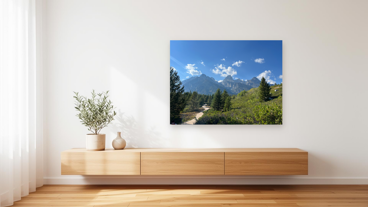 Grand Teton Trail View Wall Art – Glossy Metal Photo Print | Wyoming Hiking Landscape Décor