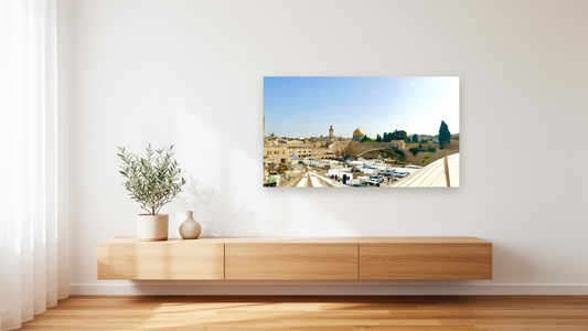 Jerusalem Western Wall & Dome of the Rock Wall Art – Glossy Metal Photo Print | Israel Holy City Décor