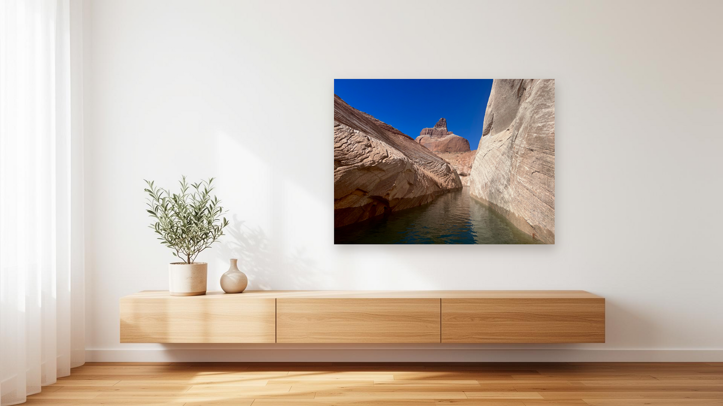 Lake Powell Canyon Wall Art – Glossy Metal Photo Print | Glen Canyon Arizona Utah Waterway Décor