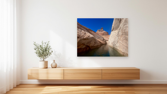 Lake Powell Canyon Wall Art – Glossy Metal Photo Print | Glen Canyon Arizona Utah Waterway Décor