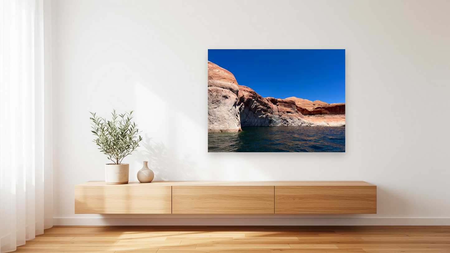 Lake Powell Canyon Walls Wall Art – Glossy Metal Photo Print | Glen Canyon Arizona Red Rock Waterway Décor