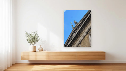 London Britannia Statue Wall Art – Glossy Metal Photo Print | Neoclassical Architecture Décor