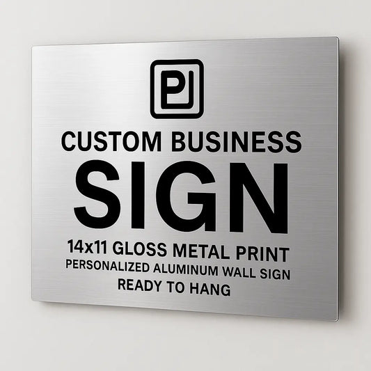 Custom Business Sign – 14x11 Glossy Metal Wall Print