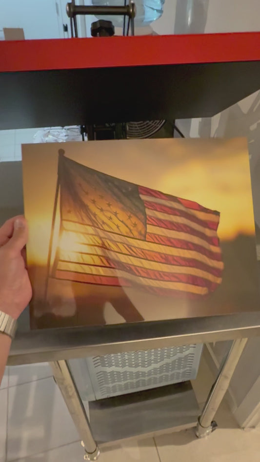 American Flag Metal Print – 14x11 Patriotic Wall Art